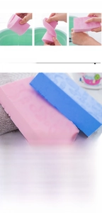 Detailed view of high-density PVA sponge with cute cartoon rabbit and flower embossing