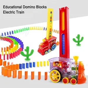 Elektrischer Automatischer Domino Zug Spielzeug Kunststoff Bausteine Verlegewagen Puzzle Lernspiel Kinder Kleinkinder