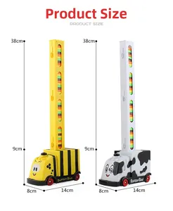 Maße des automatischen Domino-Zug-Spielzeugs in Bienen- und Kuh-Themen mit Ladeturm