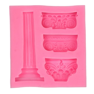 Pink silicone Roman column mold for DIY fondant cake decoration and chocolate crafts