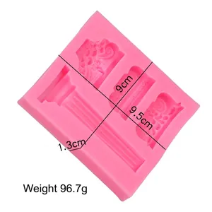 Pink silicone Roman column cake mold, size 9.5x9x1.3cm, weight 96.7g for DIY baking