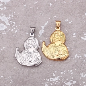 Jesus Sacred Heart Pendant Necklace Stainless Steel 18K Gold Plated Religious Fashion Jewelry For Men Women