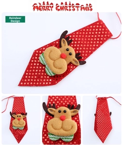 Detailansicht einer Pailletten-Weihnachtskrawatte für Kinder mit Rentier-Motiv