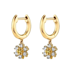 S925 Sterling Silver Needle Flower Drop Earrings For Women Elegant Gold Silver Plated Copper Rhinestone Floral Huggie Earrings