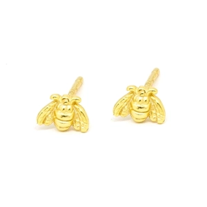 Bee Stud Earrings Vintage Animal Jewelry With 925 Sterling Silver Earring Post Copper Dainty Gift For Women