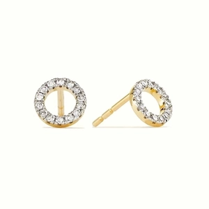 925 Sterling Silver Earring Post Copper Rhinestone Round Stud Earrings For Women Geometric O-Shape Electroplated Jewelry Gift