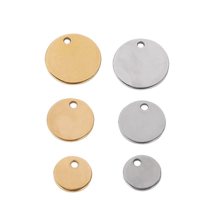 Polished stainless steel round tags in gold and silver finishes for DIY jewelry making