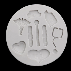Medical theme silicone mold with nurse hat and stethoscope shapes for cake decorating
