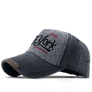 Vintage washed cotton baseball cap with New York City embroidery and distressed details