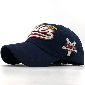 Navy blue cotton baseball cap featuring 3D Rider embroidery and High Quality lettering