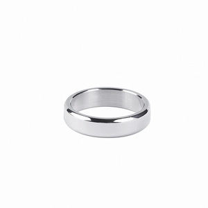 Minimalist silver polished stainless steel ring with mirror finish and thick band design