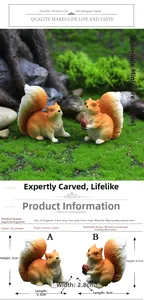 Detailed size specifications for cute resin squirrel figurines for succulent micro landscapes