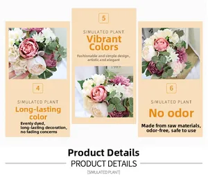 Détails de pivoines artificielles roses et crème avec eucalyptus pour mariage