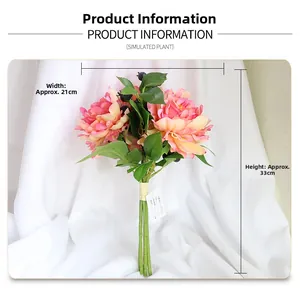 Detail view of artificial silk peonies with berries, size 33cm high by 21cm wide