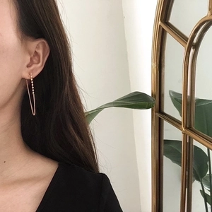 Long Tassel Chain Earrings Titanium Steel Minimalist Bead Drop Dangle 18K Gold Plated Elegant Jewelry Women