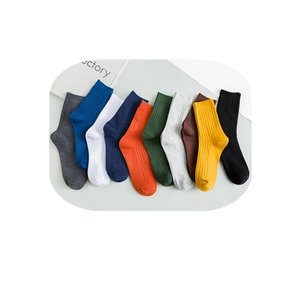 Multi-color rib-knit cotton mid-calf socks for men in a 10-pair assorted set
