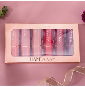 Matte lipstick set 6 pieces long-lasting waterproof velvet nude red lip makeup gift box.
