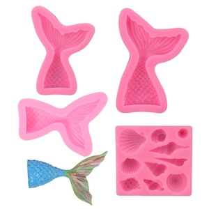 Mermaid Tail Silicone Mold Ocean Sea Shell Fondant Cake Decorating Tool Resin Craft Chocolate Baking Supplies