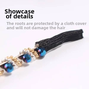 Detail of crystal headband with black fabric protective sleeve for comfortable hair care