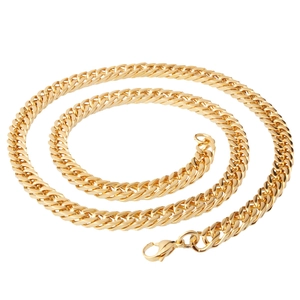 8mm gold-plated titanium steel Cuban link chain necklace with lobster clasp on white background