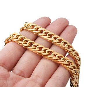 Detailed close-up of 8mm gold cuban link necklace showing polished texture and thickness