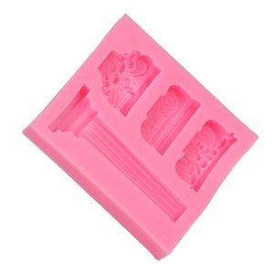 Pink silicone mold for DIY Roman column fondant cakes and architectural chocolate crafts