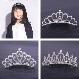 Crown Hair Combs Alloy Rhinestone Crystal Bridal Wedding Party Princess Kids Girls Silver