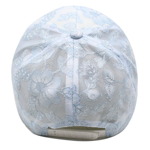 Women's light blue floral lace baseball cap with breathable mesh and snapback closure