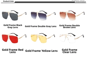 Collection of rimless oversized sunglasses with metal temples in six lens color options