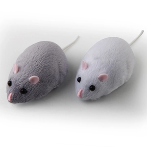 Set di giocattoli per topi elettrici in peluche con telecomando a infrarossi grigio e bianco