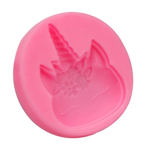 Stampo in silicone rosa a forma di unicorno con fiori per decorazione torte e artigianato