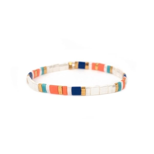 Bohemian colorful Tila bead bracelet with vibrant geometric enamel tiles for women