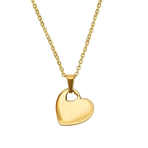 Stainless Steel Heart Pendant Necklace Simple Polished Clavicle Chain Jewelry For Women Girls Fashion Style
