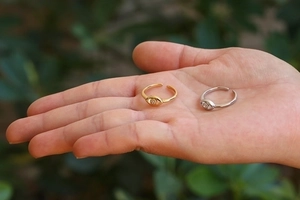 Adjustable evil eye rings in gold and silver finish with clear sparkling crystals
