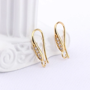 Elegant gold-plated earring hooks with micro-inlaid cubic zirconia for DIY jewelry making