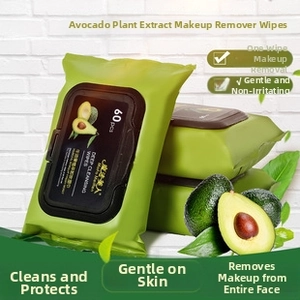 Macro shot of avocado deep cleansing wipes with a plastic lid for easy access