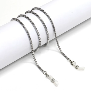 Stainless Steel Box Chain Glasses Chain With Anti-Slip Adjustable Silicone Loops Eyewear Strap For Sunglasses