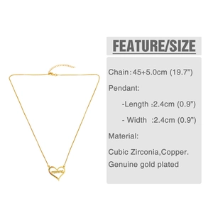 Detailopname van de hartvormige momma ketting met kleurrijke zirconia en goudlaag