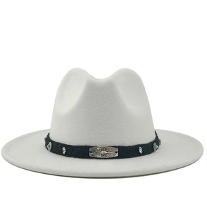 Chapeau Fedora en Cachemire Style Ethnique Femme Large Bord Chapeau Jazz Avec Plaque Métallique Scorpion Bande Tressée