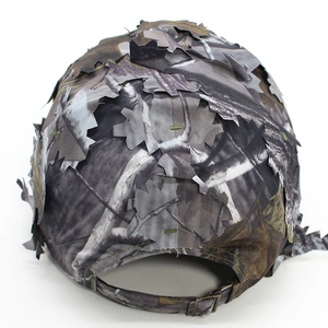Rear view of 3D leaf camouflage baseball hat with adjustable strap for hunting