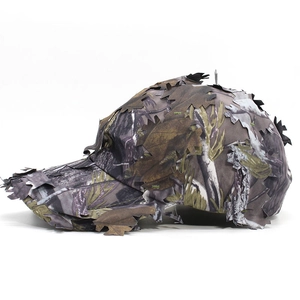 3D leafy camouflage tactical hat with realistic woodland leaves for hunting and outdoor use