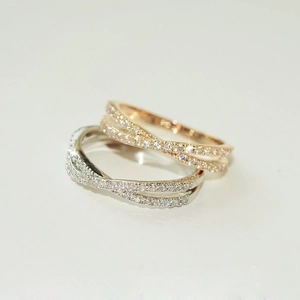 Cross Ring Copper Plated Rose Gold Cubic Zirconia Micro Pave Adjustable Fashion Jewelry For Women Gift Korean Style