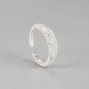 S925 Sterling Silver Frosted Glitter Open Ring Starry Sky Galaxy Adjustable Minimalist Fashion Jewelry Finger Ring For Women