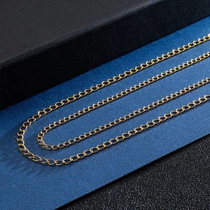 Flat titanium steel necklace chain in golden finish with minimalist link design for daily wear