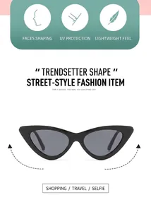 Cat-Eye-Sonnenbrille mit UV-Schutz, leichtem Rahmen und gesichtsformendem Design im Detail