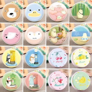 Detailed grid showing 16 patterns of colorful round EVA mini coin purses and pouches