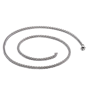 Men Chain Necklace 316L Stainless Steel Spiga Wheat Link Polished Punk Hip Hop Jewelry