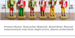Set of six 13cm wooden nutcracker soldier puppets with colorful hand-painted details