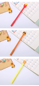 Detailed view of novelty fries, burger, and ice cream shaped cartoon gel pens set
