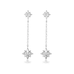 Elegant S925 silver star tassel earrings with crystal North Star drop design